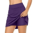 thumbnail image 1 of SELONE Womens Skort with Pockets Mid Rise Polyester Lounge Trousers Slim Fashion Clothes Purple S, 1 of 4