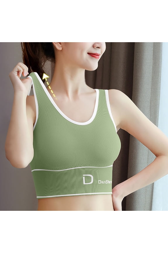 Womens Sports Bras No Underwire Plus Size Longline Cami Bras Padded Yoga Bras High Impact Sports Full Figured Women Tank Top Bra Chest Wrapped U Shaped Sling Chest Pad Tube Black