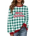 thumbnail image 1 of SELONE Womens Sweatshirt Christmas Crew Neck Letters Print pullover Shirts Tops Loose Vacation Clothes, 1 of 9