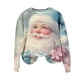 thumbnail image 1 of SELONE Womens Sweatshirt Christmas Crew Neck Santa Claus Snowflakes Print pullover Shirts Tops Cute Vacation Clothes, 1 of 4