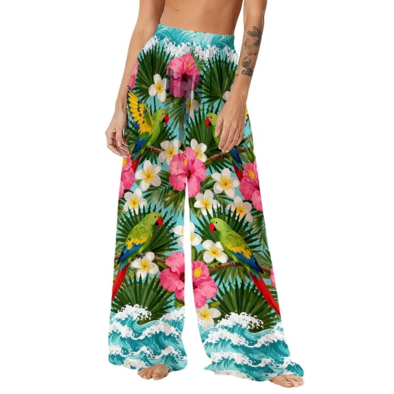 SELONE Womens Swim Cover up Wide Leg Beach Trouser Summer Sun Protection Pants Hawaiian Boho Clothes
