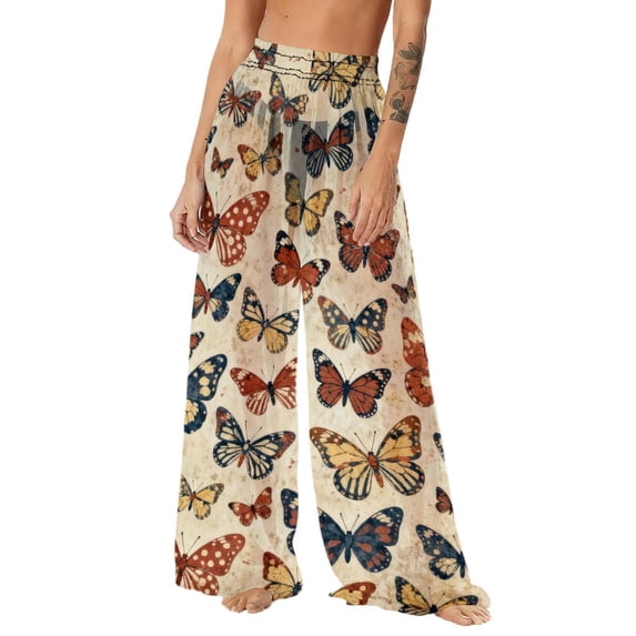 SELONE Womens Swimsuit Cover up Sun Protection Boho Pants Summer Wide Leg Trouser Hawaiian Beach Wear
