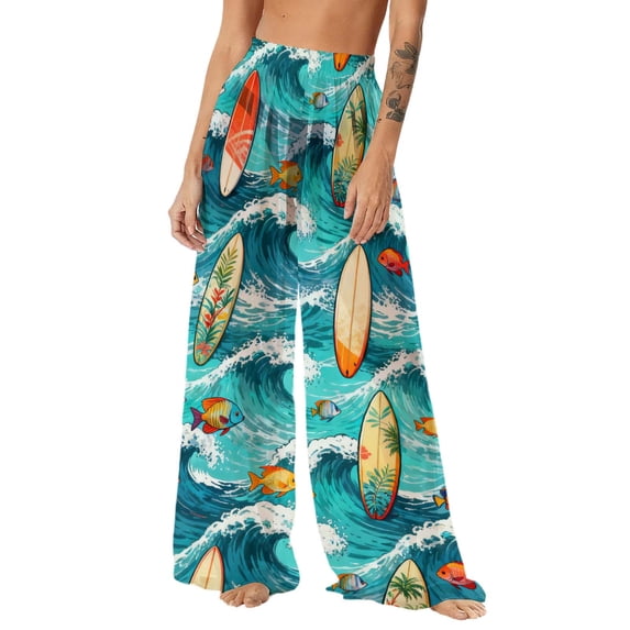 SELONE Womens Swimsuit Cover up Wide Leg Beach Trouser Hawaiian Sun Protection Pants Summer Boho Clothes
