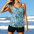 thumbnail image 1 of SELONE Womens Swimsuits Two Piece with Shorts High Waist Summer Two Piece Tankini Bathing Suits Swimsuits with Boy Shorts Modest Swimwear Conservative Print Strappy Back Set Green XL, 1 of 9