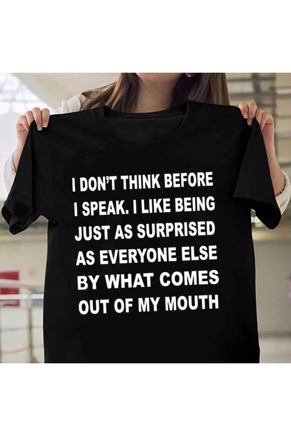 Womens T Shirts Short Sleeve Tops Blouses Regular Fit T Shirts Pullover Tees Tops I Don'T Think Before Graphic Print T-Shirts Crew Neck Tops Casual Blouses Breathable Pullover Black XL