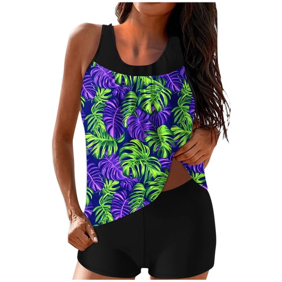 SELONE Womens Tankini Bathing Suits Modest 2 Piece Beachwear High Waisted Bathing Suits Hawaiian Swim Beach Swimsuit