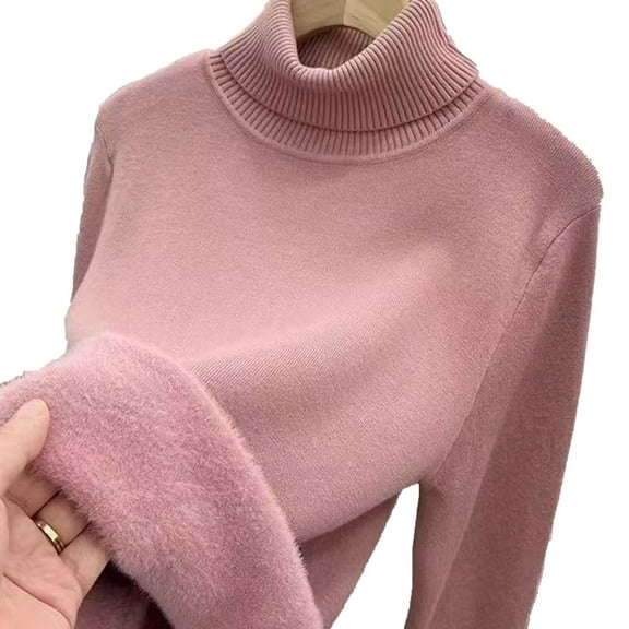 SELONE Womens Thermal Underwear Knitted Fleece Shirt Turtleneck Long Sleeve Tops Soild Tight Warm Pullover Clothes Gray