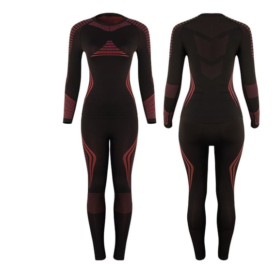 SELONE Womens Thermal Underwear Sets Quick Dry Tight Crewneck Long Sleeve Tops Soild Elastic Waist Bottom Skiing