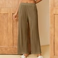 thumbnail image 1 of SELONE Womens Wide Leg Lounge Pants Long Mid Waist Plus Size Lounge Pants Wide Leg Cropped Trouser Loose Casual Beach Pants Pull on Solid Lightweight Comfy Khaki 4XL Tall Breathable Summer Clothes, 1 of 7