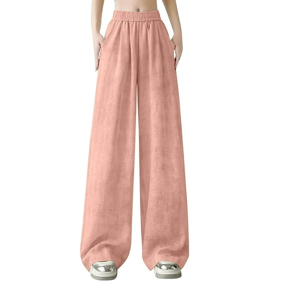 SELONE Womens Wide Leg Sweatpants High Waisted Soild Elastic Waist Pants Loose Straight Leg Fall Casual Trousers