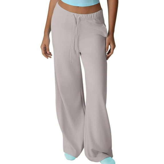SELONE Womens Wide Leg Sweatpants with Pockets Soild Elastic Waist Pants Drawstring Straight Leg Fall Casual Trousers