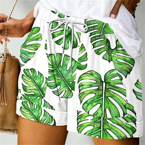 SELONE Work Shorts for Women Plus Size Lounge Pants with Pockets Shorts Trousers Loose Casual Trendy Pants Drawstring Pull on Hawaiian Short Length Lightweight Multicolor M Breathable Summer Clothes