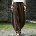 thumbnail image 1 of SELONE Workout Pants Women Plus Size Brown Mid Waist Lounge Pants with Pockets Cotton Linen Cropped Trousers Loose Casual Long Trendy Pants Pull on Solid Lightweight L Tall Breathable Summer Clothes, 1 of 6