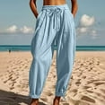 thumbnail image 1 of SELONE Workout Pants Women with Pockets Plus Size Lounge Pants Cropped Trouser Loose Casual Long Beach Pants Drawstring Pull on Solid Straight Lightweight Blue XL Tall Breathable Summer Clothes, 1 of 8