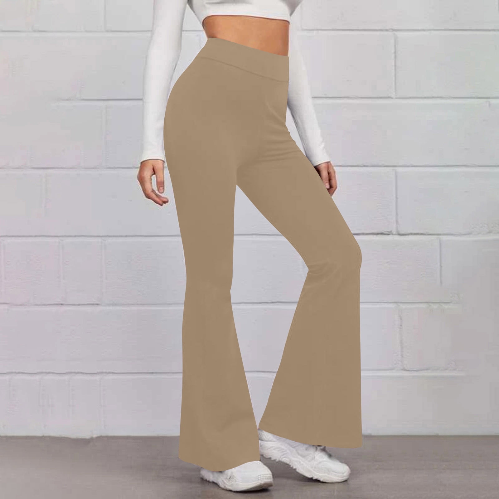 SELONE Sweatpants Women Baggy Flared Casual Slim Fit Long Pant Solid Suit  Pants Leisure Trousers Bell-bottoms Solid Color Pants for Everyday Wear