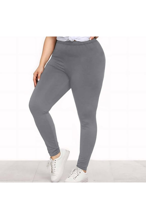 Yoga Leggings for Women Plus Size Gray Mid Waist Gym Leggings Full Length Summer Pants Curvy Slim Casual Long Vacation Pants Pull on Solid Lightweight Comfortable XL Breathable Beach Pants