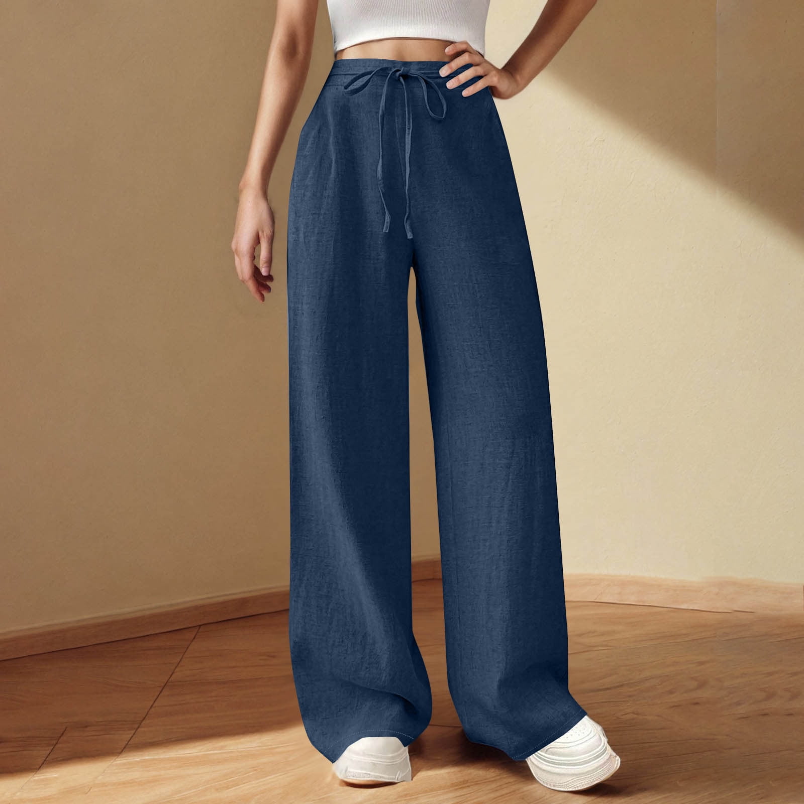SELONE Yoga Pants Wide Leg with Pockets Plus Size Lounge Pants Cotton ...
