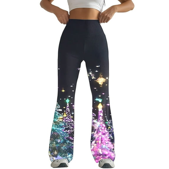 SELONE Yoga Pants for Women Bootcut Plus Size Gym Leggings Full Length Summer Pants Curvy Casual Long Flare Vacation Pants Multicolor L Breathable Beach Pants (Non Shiny Design Only Prints)