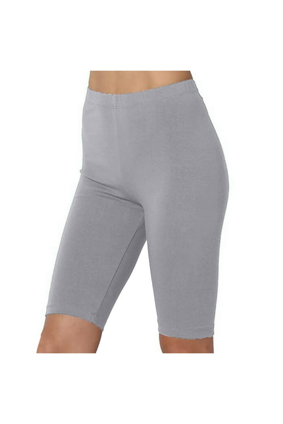 Yogalicious Leggings Gray Mid Waist Plus Size Running Leggings Bermuda Workout Pants Curvy Slim Casual Gym Clothes Pull on Solid Soft Lightweight Comfy 3XL Breathable Summer Clothes