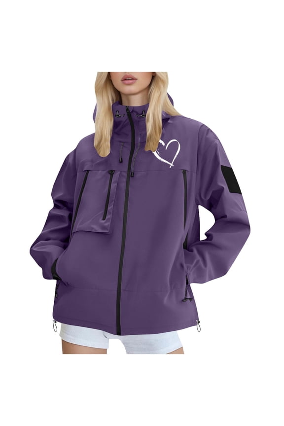 SELONNE Raincoat for Women Water Repellent Jackets Hooded Heart Lightweight Outdoor Coats with Pockets Full Outfits
