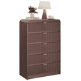 thumbnail image 1 of SELOOYE Fluted 5 Drawers Dresser for Bedroom, 47" Tall Modern Dresser Chest of Drawers, Gold Accents, Fluted Fronts, Wood Storage Dressers Organizer for Bedroom, Living Room, Walnut, 1 of 9