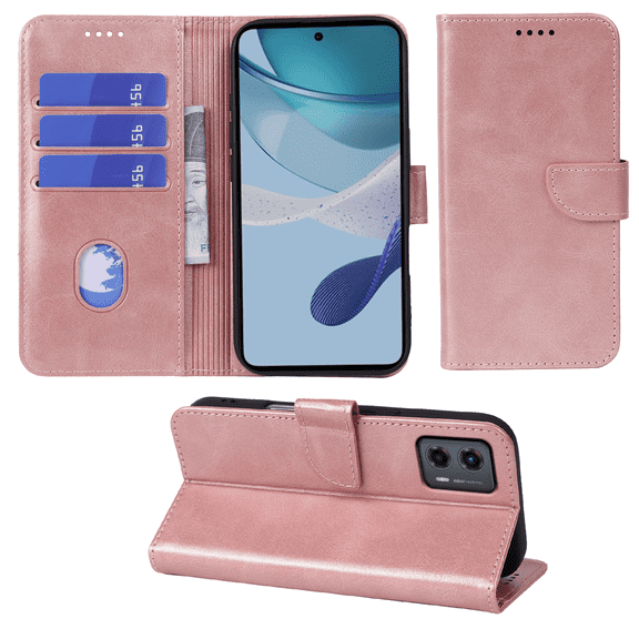 SELOZKE for Motorola Moto G 5G 2023 Wallet Case with Credit Card Holder,PU Leather Magnetic Protective Phone Case (Rose Gold)