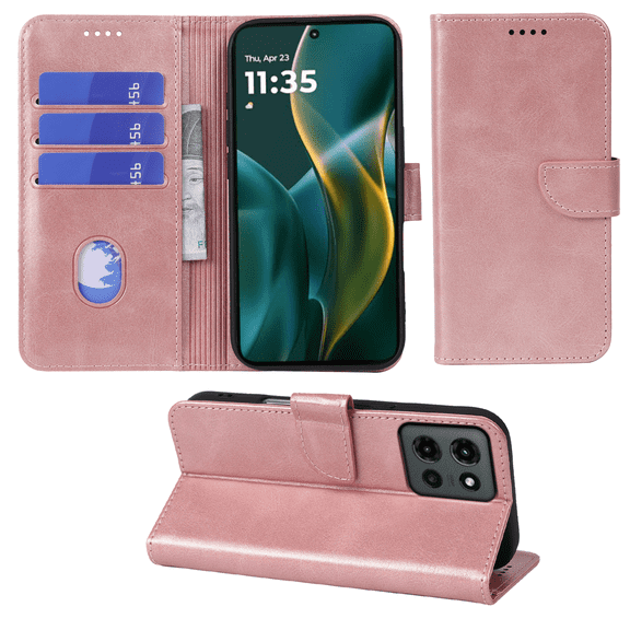 SELOZKE for Motorola Moto G 5G 2025 Wallet Case with Credit Card Holder,PU Leather Magnetic Protective Phone Case (Rose Gold)