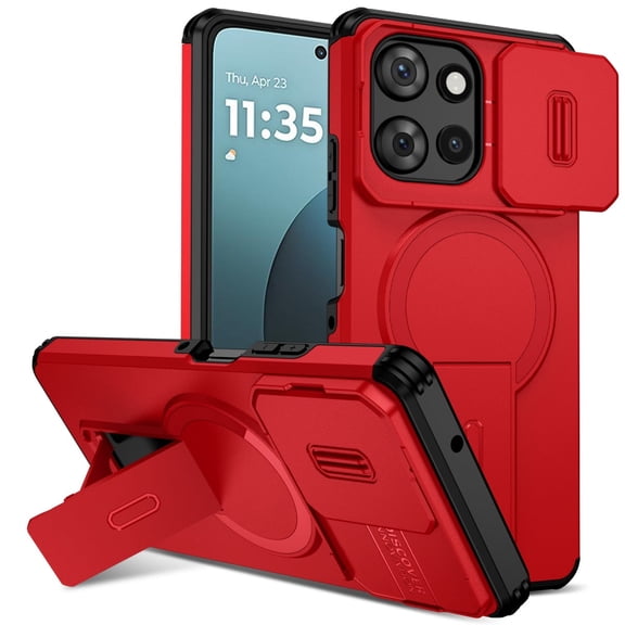 SELOZKE for Motorola Moto G Power 5G 2025 Red Phone Holder, Magnetic Protective Phone Case