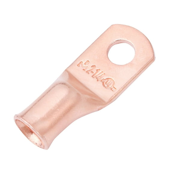 SELTERM 2 AWG 1/4" Ring Battery Cable End Terminal Lugs Bare Copper 10ea