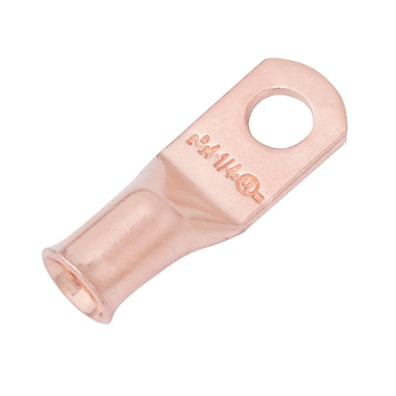 SELTERM 4 AWG 1/4" Ring Battery Cable End Terminal Lugs Bare Copper 25ea