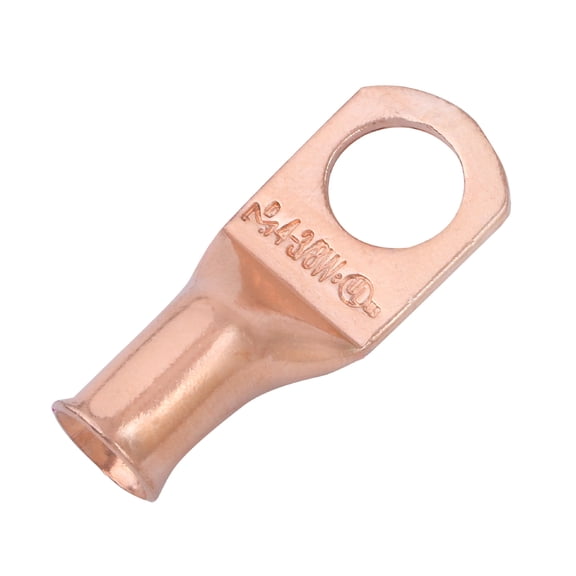 SELTERM 4 AWG 3/8" Ring Wide Battery Cable End Terminal Lugs Bare Copper 10ea