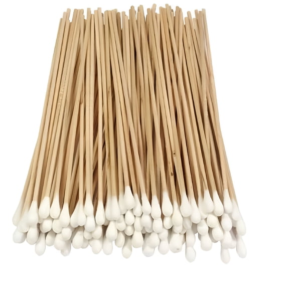 SELVORIA 2026 New 200Pcs Cotton Swab Applicator Q-Tip Stem Stick 6" Extra Long Wood Handle Swabs for Makeup, Cleaning, Crafts, Medical, Nail Art