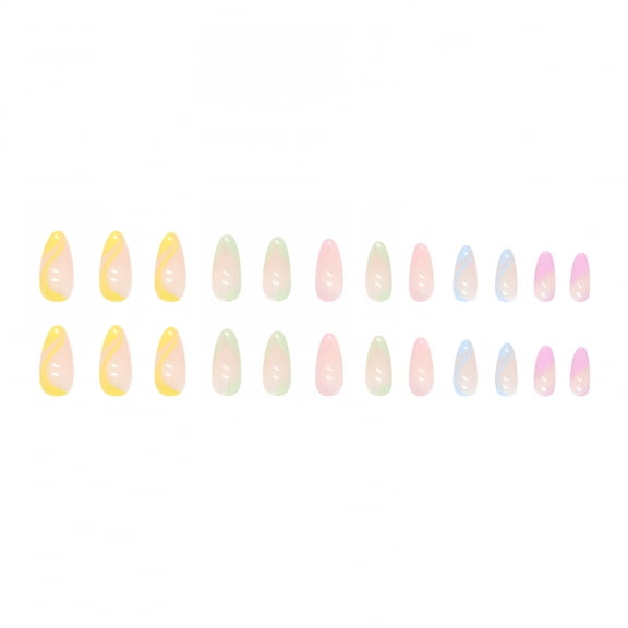 SELVORIA 2026 New Acrylic Nails Press on Colorful Summer Nail Drop Type Striped Nail Enhancement Film Colorful Color Wearing Nail Advanced Quality Nail Enhancement Film Long Coffin Nails Press