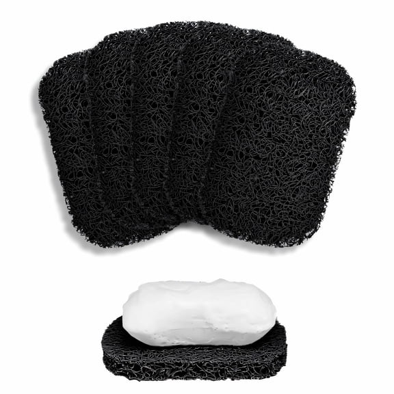 SELVORIA 4 Pcs Soap Holder Pad,Durable PVC Elastic Fiber Material Soap Saver Pads,Stylish and Practical Design Soaps Tray Mat,Black