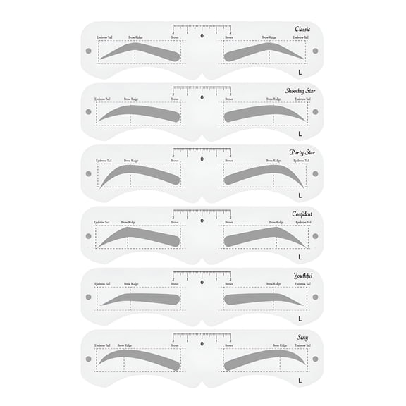 SELVORIA 6-Style Eyebrow Stencil Kit with Adjustable Strap - Reusable Arched Brow Shaper for Makeup & Microblading