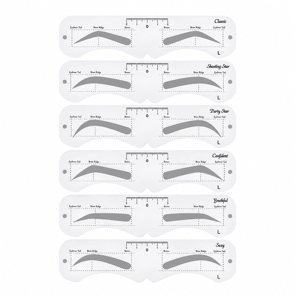 SELVORIA 6-Style Eyebrow Stencil Kit, L Size Wearable Eyebrow Templates with Strap, Reusable Brow Shaping Guide for Beginners, 6 Assorted Brow Shapes