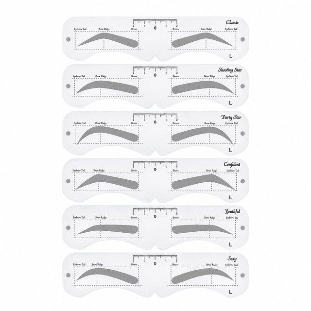 Learning Kit Shapes SELVORIA 6-Style Eyebrow Stencil Kit, L Size Wearable Eyebrow Templates ...