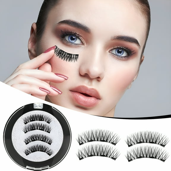 SELVORIA Eyelashes, Four Magnetic Magnet False Eyelashes Without Glue Natural Models 3D Eye Lashes Magnet Lashes Reusable Self Adhesive Eyelashes With Natural Look No Eyeliner Or Glue Easy To Apply