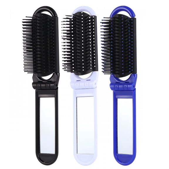 SELVORIA Mirror Comb Hair Brush Folding Mini Travel Makeup Portable Collapsible Pocket Brushes Foldhairbrush All