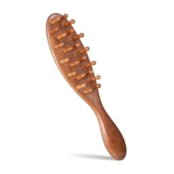 SELVORIA Natural Wood Loc Brush for Dreads, Natural Wide Tooth Comb, Long Handle Wooden Loc Comb with Comfort Grip, Massage Combs for Scalp Care, Scalp Massage and Hair Styling