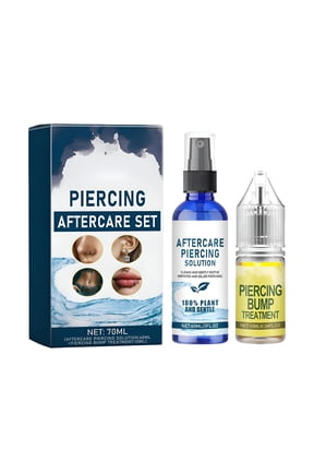 Piercing Care Set the and Discomfort of Ear Piercing Ear Piercing Care Solution Piercing Follow Up Care Solution 60Ml+Piercing Bump Solution 10Ml
