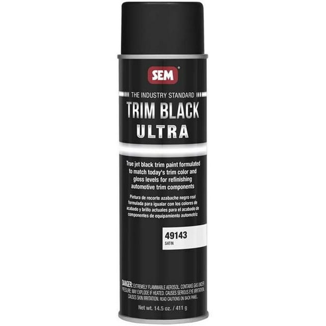 SEM 49143 Trim Black Ultra, Black Spray Paint with Satin Finish
