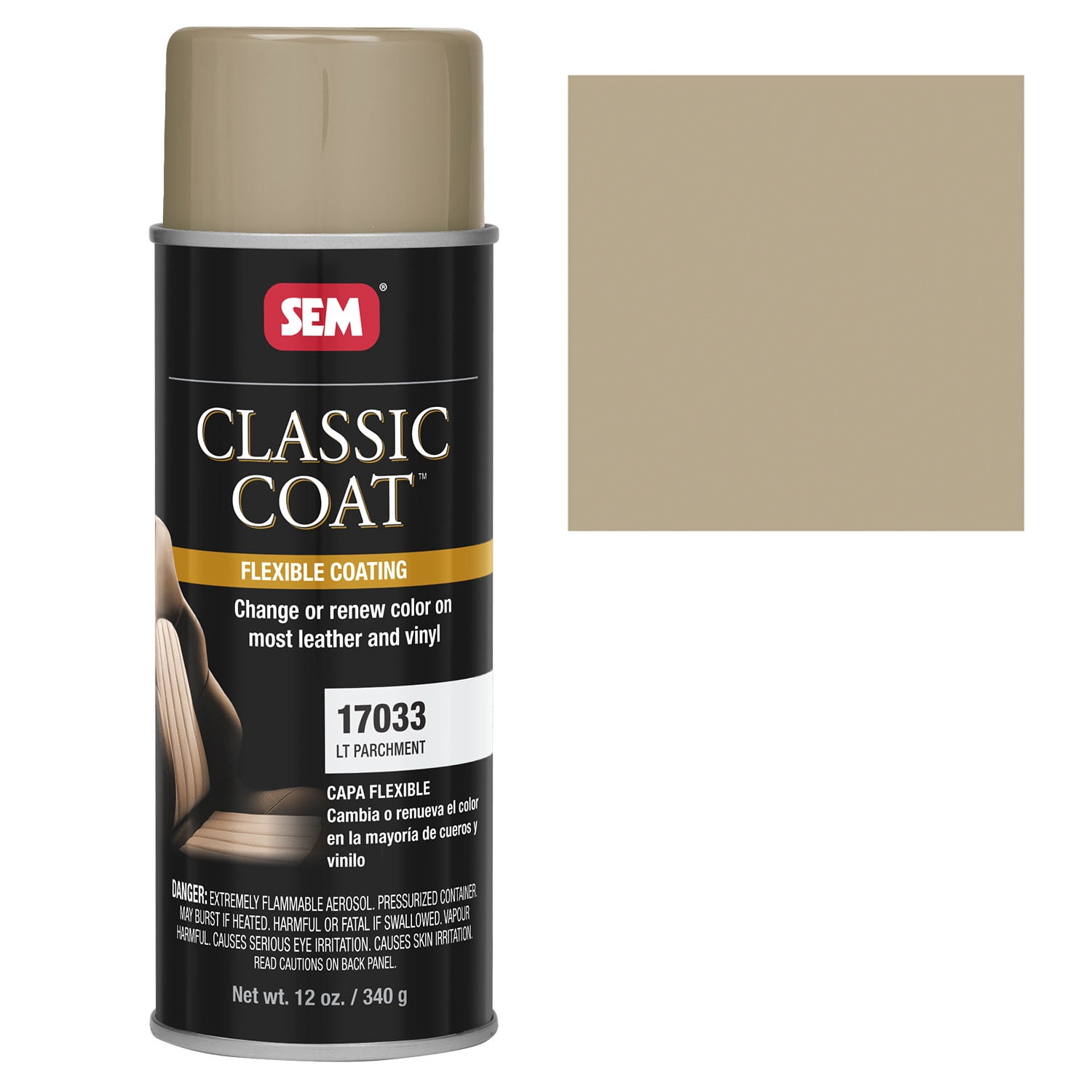 SEM Classic Coat Flexible Vinyl and Leather Spray Paint | OEM Recommended  Car Interior Paint for Vinyl and Leather Surfaces, Approximate Coverage of