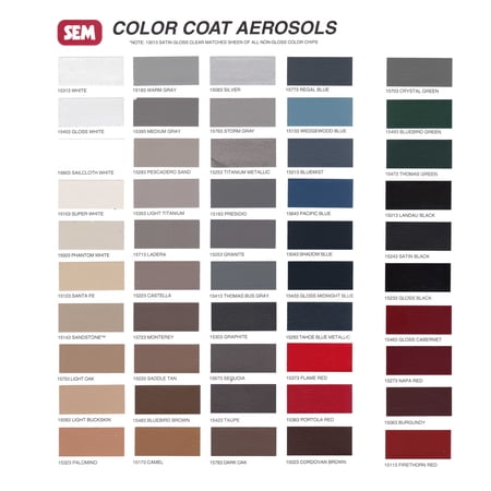 SEM Color Coat - Color Card Chart for Plastic & Vinyl Flexible Coatings