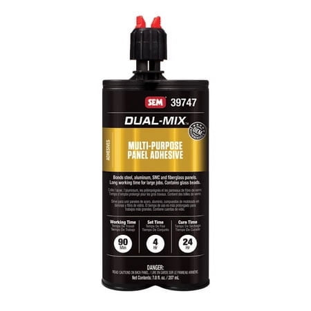 SEM Dual-Mix 39747 2-Component Panel Adhesive, Black, 90 min App., 7 oz.