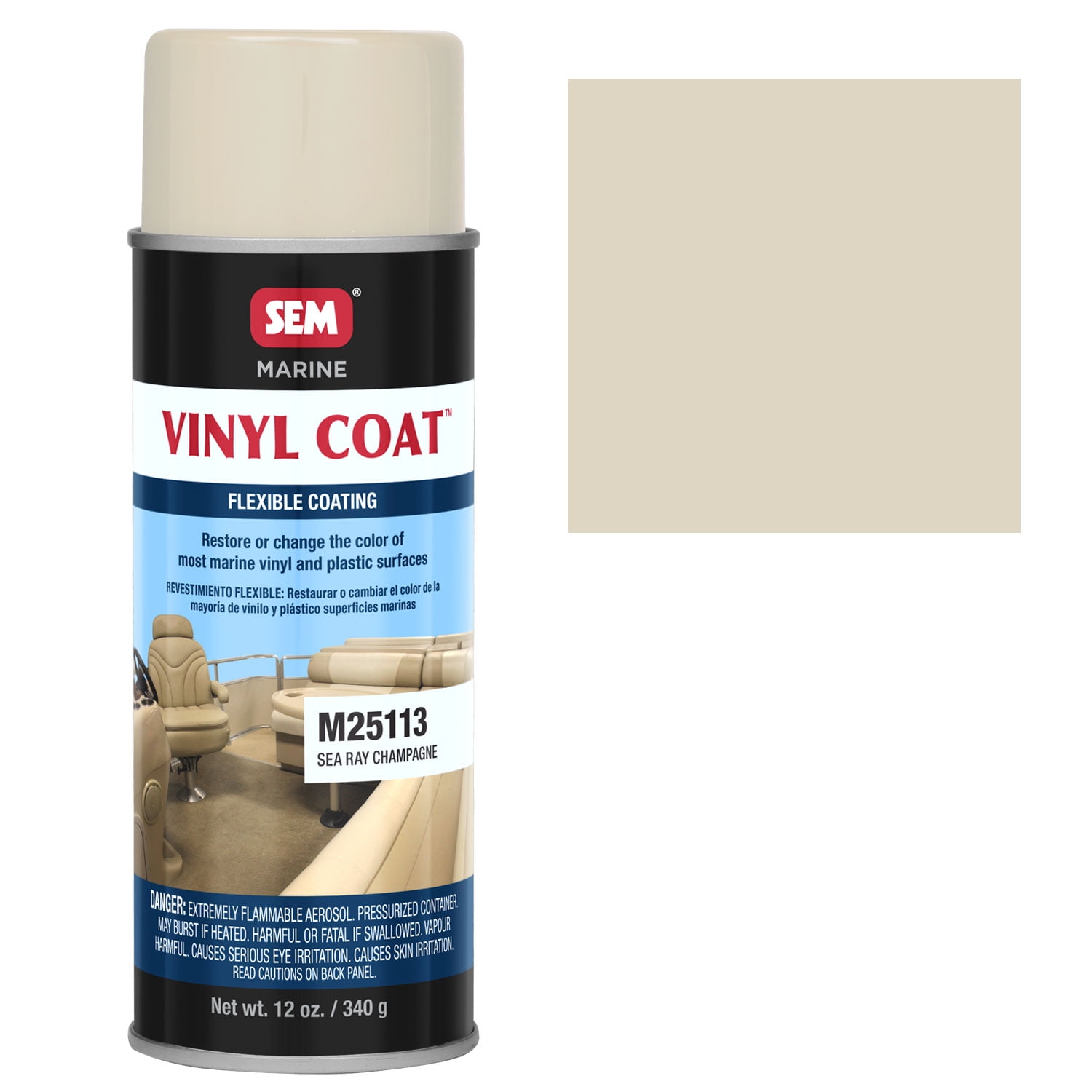 SEM M25113 Sea Ray Champagne Marine Coating 12oz for Marine Vinyl