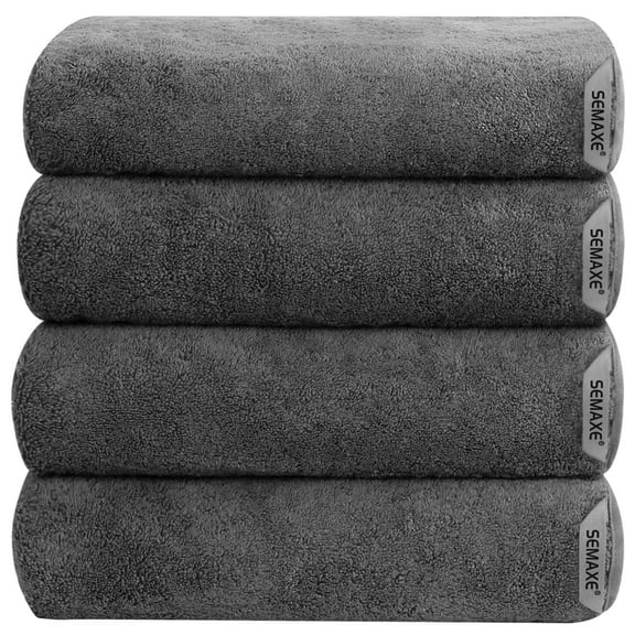 SEMAXE Bath Towels 4-Pack 28x55" - Ultra Soft & Super Absorbent Organic Cotton Bath Sheet, Quick-Drying, Lightweight 550 GSM, Low Linting & Durable for Spa, Hotel Luxury Experience, Gray