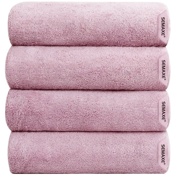 SEMAXE Bath Towels 4-Pack 28x55" - Ultra Soft & Super Absorbent Organic Cotton Bath Sheet, Quick-Drying, Lightweight 550 GSM, Low Linting & Durable for Spa, Hotel Luxury Experience, Purple