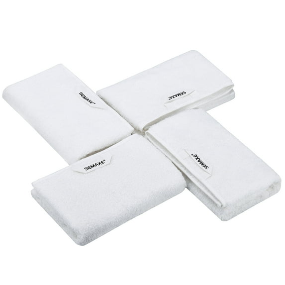 SEMAXE 4 Piecs Hand Towel Set. 600GSM Long-Staple Purcotton Towels for Bathroom, White