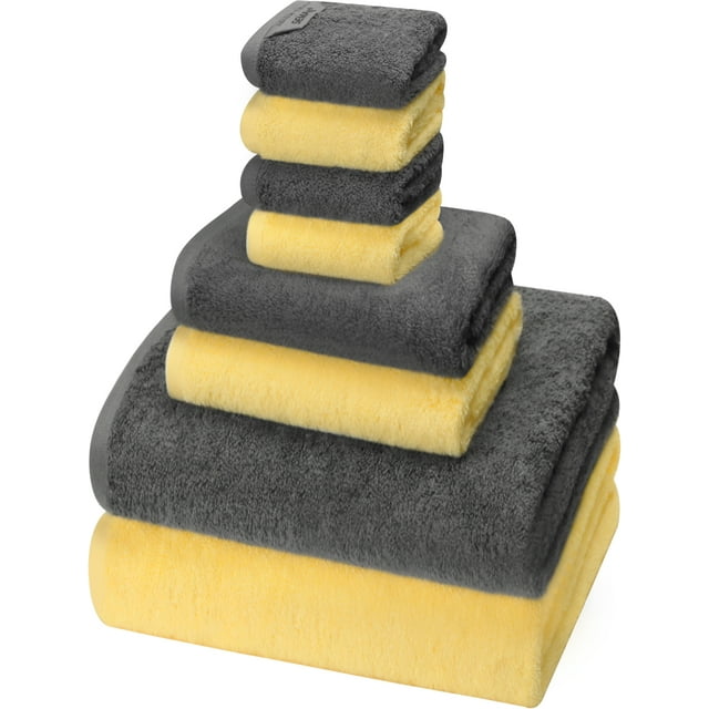 SEMAXE 8Piece Cotton Towel Set, 2 Bath Towels, 2 Hand Towels, 4